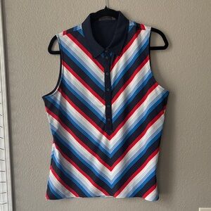 G/FORE Chevron Striped Sleeveless Top - Red, Blue, White